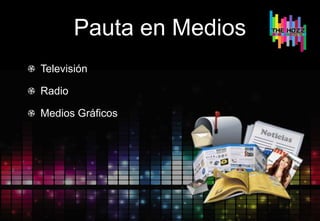 Pauta en Medios
Televisión
Radio
Medios Gráficos
 
