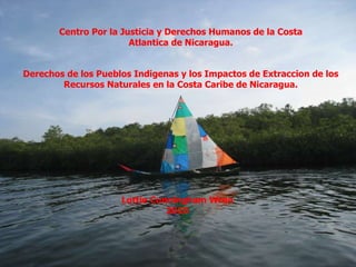 Derechos de los Pueblos Indigenas y los Impactos de Extraccion de los Recursos Naturales en la Costa Caribe de Nicaragua. Centro Por la Justicia y Derechos Humanos de la Costa Atlantica de Nicaragua. Lottie Cunningham Wren 2010 