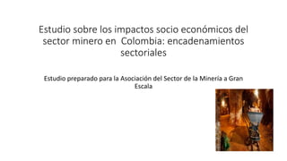 Estudio sobre los impactos socio económicos del
sector minero en Colombia: encadenamientos
sectoriales
Estudio preparado para la Asociación del Sector de la Minería a Gran
Escala
 