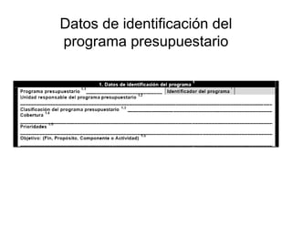 Datos de identificación del
programa presupuestario
 