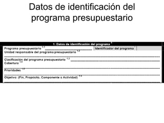 Datos de identificación del
programa presupuestario
 