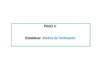PASO 4:
Establecer Medios de Verificación
 