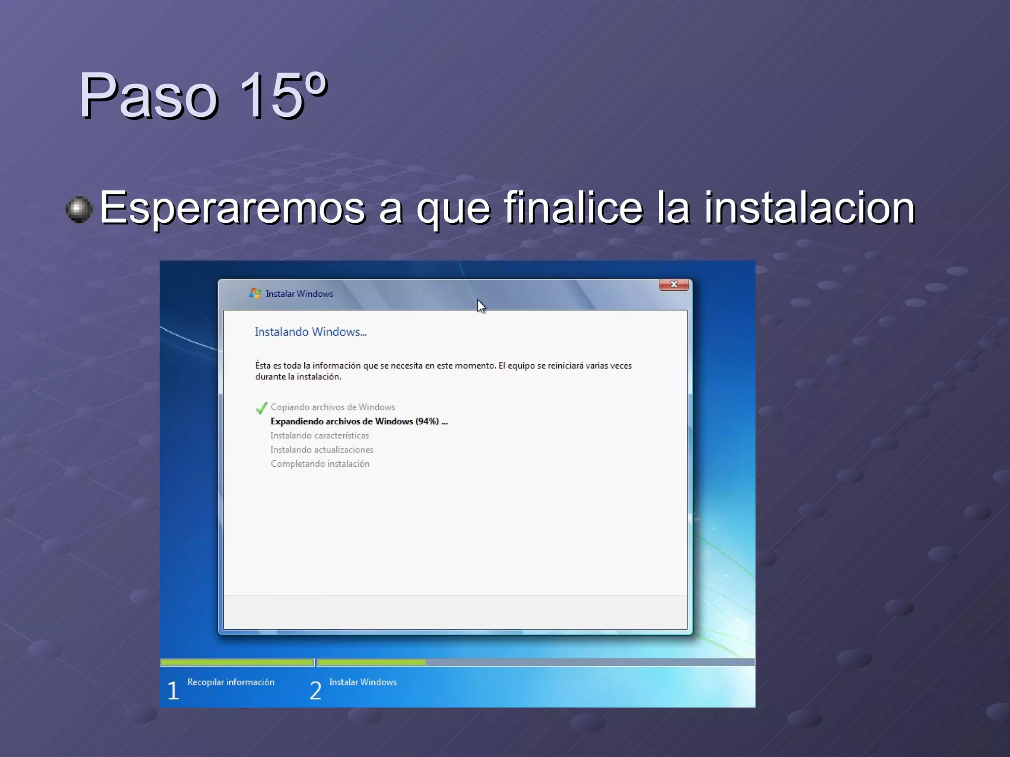 Paso 15º Esperaremos a que finalice la instalacion 