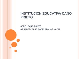 INSTITUCION EDUCATIVA CAÑO
PRIETO
SEDE: CAÑO PRIETO
DOCENTE: FLOR MARIA BLANCO LOPEZ

 