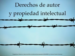 Fotografía por Breanna en http://www.ﬂickr.com/photos/breannajosephine/5256340053 con licencia Creative Commons
Derechos de autor
y propiedad intelectual
 