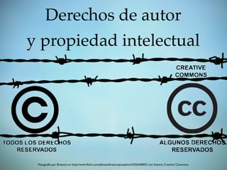 Fotografía por Breanna en http://www.ﬂickr.com/photos/breannajosephine/5256340053 con licencia Creative Commons
Derechos de autor
y propiedad intelectual
 