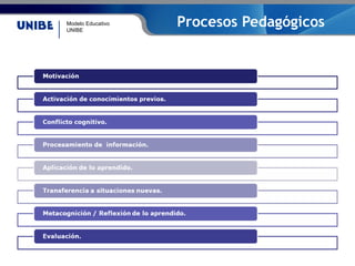 Modelo Educativo
UNIBE
Procesos Pedagógicos
 
