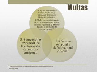 Multas




Cumplimiento del reglamento ambiental en las Empresas
Industriales
 
