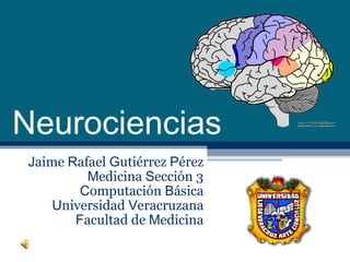 Neurociencias
Jaime Rafael Gutiérrez Pérez
         Medicina Sección 3
        Computación Básica
    Universidad Veracruzana
       Facultad de Medicina
 