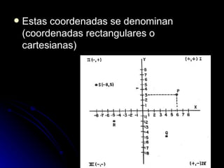Estas coordenadas se denominan (coordenadas rectangulares o cartesianas)  
