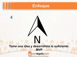 Enfoque
Tome una idea y desarróllela lo suficiente.
MVP
4
 