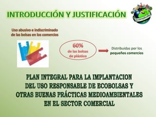 Uso abusivo e indiscriminado
de las bolsas en los comercios


                                  Distribuidas por los
                                 pequeños comercios
 