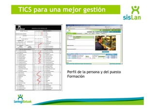 TICS para una mejor gestión




               Perfil de la persona y del puesto
               Formación
 