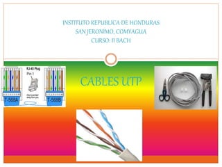 INSTITUTO REPUBLICA DE HONDURAS
SAN JERONIMO, COMYAGUA
CURSO: II BACH
CABLES UTP
 