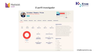 info@knowmetrics.org		
El	perfil	investigador	
 