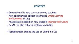 Research agenda GenAI SLEs - Workshop presentation - LA4GenAISLE | PDF