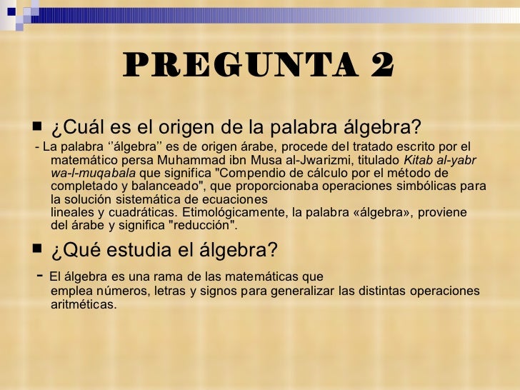 Presentacion la historia del algebra