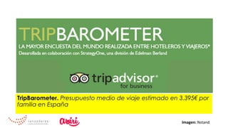 TripBarometer. Presupuesto medio de viaje estimado en 3.395€ por
familia en España
Imagen:	Nstand	
 