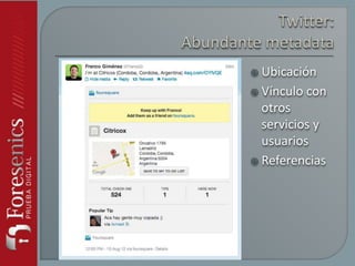  Ubicación
 Vínculo con
otros
servicios y
usuarios
 Referencias
 