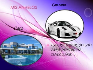 Con carro
Casa
 ESPERO TENER YA ESTO
PARA DENTRO DE
CINCO AÑOS…
 