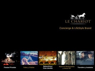 Transfers y traslados
Networking |
Club clientes
Reservas Restaurantes
y mesas VIP
Fiestas Privadas Yates y Chárter
Concierge & LifeStyle Brand
 