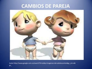 CAMBIOS DE PAREJA




Autor:http://www.google.com.co/search?hl=es&q=imagenes+de+adolescentes&gs_sm=e&
gs_
 