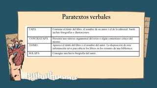 Paratextos verbales
 