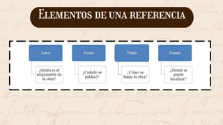 Elementos de una referencia
 