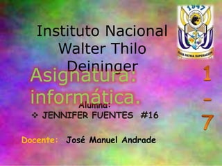 Docente: José Manuel Andrade
Instituto Nacional
Walter Thilo
Deininger
Asignatura:
informática.
 