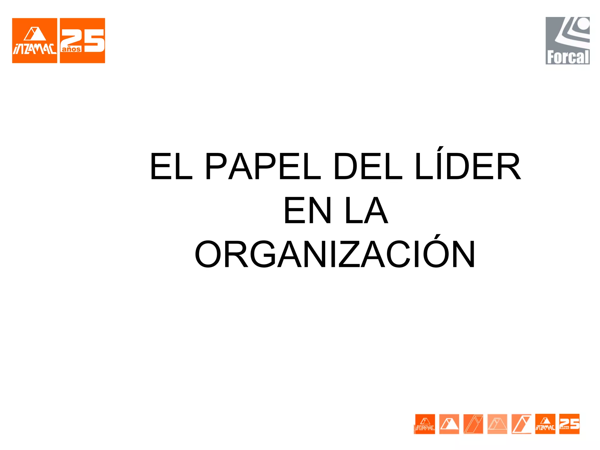 EL PAPEL DEL LÍDER
      EN LA
  ORGANIZACIÓN
 