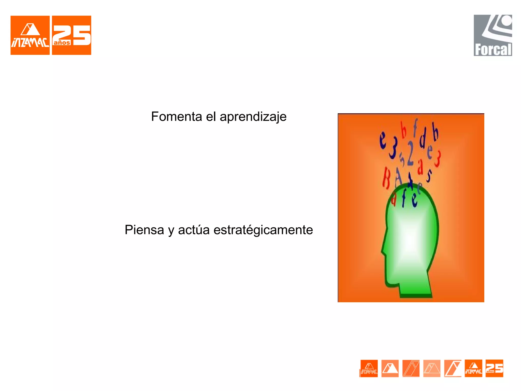Fomenta el aprendizaje




Piensa y actúa estratégicamente
 