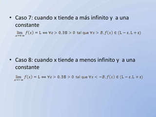 • Caso 7: cuando x tiende a más infinito y a una
  constante




• Caso 8: cuando x tiende a menos infinito y a una
  constante
 