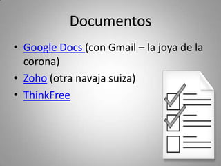 ¿Donde publicar?
• Flickr, Redes sociales, Youtube, 
  Bubok, Slideshare, Scribd y todo 
  lo que se mueva (y lo que no!).

• Normalmente te cobran por 
  aparecen en una revista, en un 
  programa, ¿en Internet no?
 
