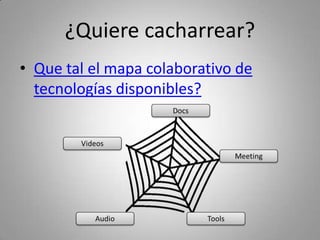 ¿Licencias?
• Pilas con las licencias de software y de contenidos.
• «No es lo mismo el mercurio cromo que 
  el me lo como crudo».

• Creative Commons, gratis, o ingenio! Tu 
  decides.

• No olvides echarle un vistazo a #LeyLleras.
 