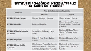 INSTITUTOS PEDAGÓGICOS INTERCULTURALES
BILINGÜES DEL ECUADOR
 