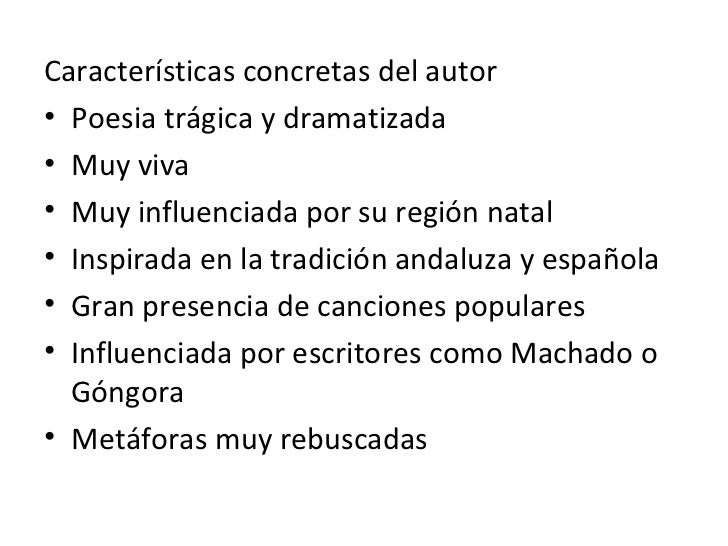 Resultado de imagen de poesÃ­a de LORCA caracterÃ­sticas