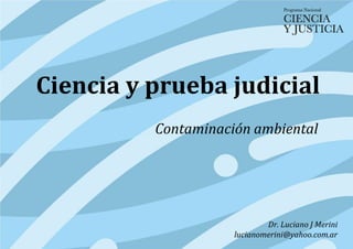 Ciencia y prueba judicial
Dr. Luciano J Merini
lucianomerini@yahoo.com.ar
Contaminación ambiental
 