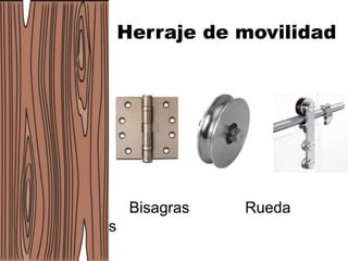 Herraje de movilidad
Bisagras Rueda
Rieles
 