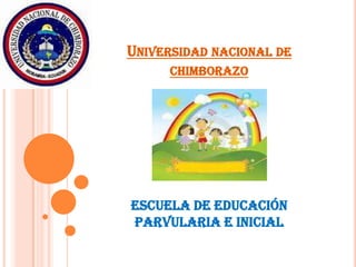 UNIVERSIDAD NACIONAL DE
      CHIMBORAZO




ESCUELA DE EDUCACIÓN
PARVULARIA E INICIAL
 