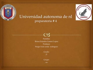 Nombre:
Brissa lizandra Gamez Lopez
Profesor;
Sergio Iván cerda rodríguez
Grado:
2°
Grupo:
«a»
 