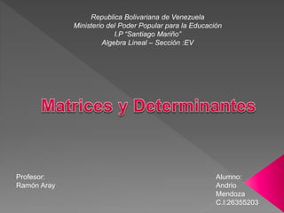 Presentacion matrices y determinantes | PPTX