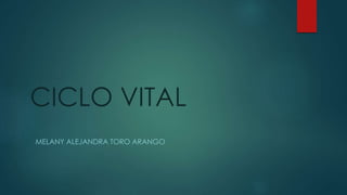 CICLO VITAL
MELANY ALEJANDRA TORO ARANGO
 