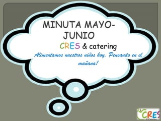 MINUTA MAYO- JUNIO CRES& catering Alimentamos nuestros niños hoy, Pensando en el mañana! 