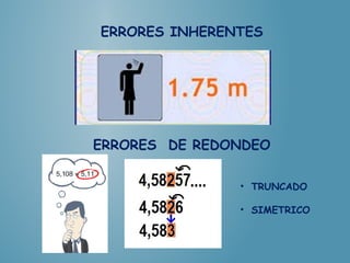 ERRORES INHERENTES
ERRORES DE REDONDEO
• TRUNCADO
• SIMETRICO
 
