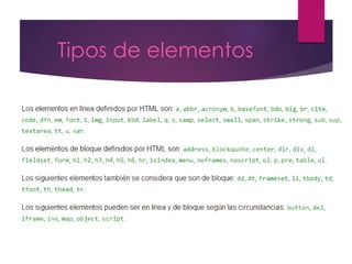 Tipos de elementos
 