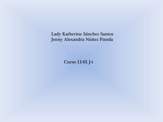 Lady Katherine Sánchez Santos
Jenny Alexandra Núñez Pineda
Curso 11-01 J-t
 