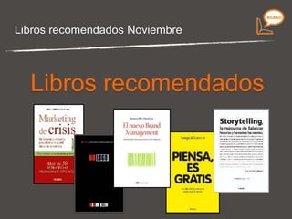 Libros recomendados Noviembre Libros recomendados 