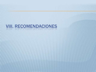 VIII. RECOMENDACIONES
 