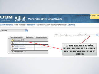 Ahi dentro se seleccionará el nombre del estudiante y luego se le dará click al avance que se quiere calificar 