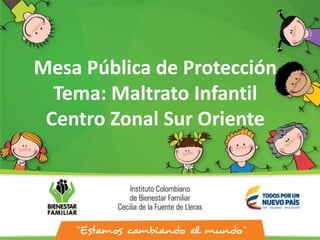 Mesa Pública de Protección
Tema: Maltrato Infantil
Centro Zonal Sur Oriente
 